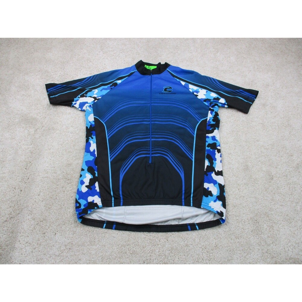 Cannondale Cycling Jersey Mens Medium M Blue Performance Stretch MTB Zip USA